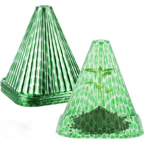 10er-pack Pflanzenschutzkegel, Schutz Vor Schnecken, Frost Und Wachstum, Transparentes Pvc, 22x19,5x19,5 Cm, Grün