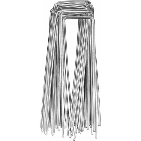 50er Set Bodenanker, Zeltheringe, Erdnägel Für Garten, 3 Mm, 15 Cm Lang, Stahl, Silberfarben