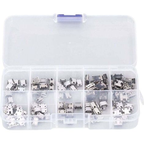 100 Stück Micro Mini Usb Buchsenstecker Micro Usb Anschlüsse Usb Reparatur Ersatz Adapter Sortiment Set Mit Aufbewahrungsbox