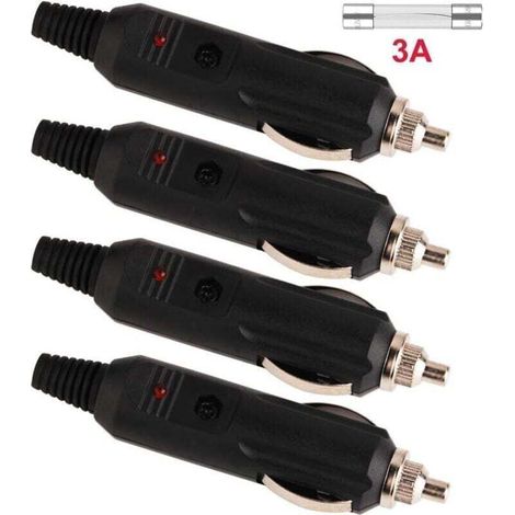 4 Stück 12v 24v Zigarettenanzünderstecker, Männlicher Auto-zigarettenanzünder-sockel, Kfz-steckverbinder Mit Led-diodenanzeige Zum Selbermachen