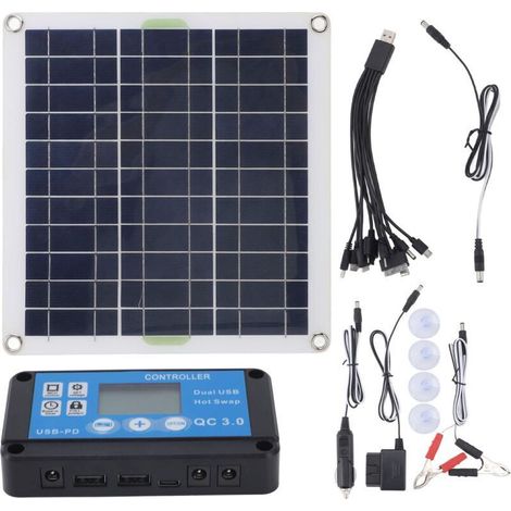 Solarpanel-set 200 W, Effiziente Solarenergieerzeugung, Vielseitig Und Tragbar, Mehrere Lademöglichkeiten, Blaue Obd-steckdose Des Controllers, Schnelles Laden Für