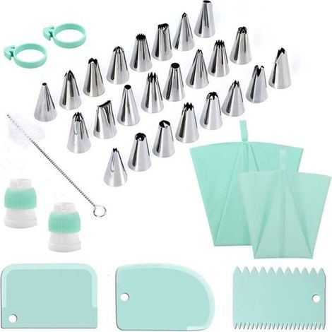 Spritzbeutel Für Konditorei, Professioneller Silikon-spritzbeutel Mit Tüllen Für Glasur Und Sahne, Backzubehör - 34-teiliges Set