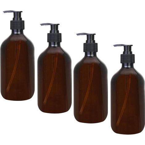 4 Stück Bernsteinspenderflaschen, 500 Ml Bernstein-pumpflaschen, Leere Kunststoffflaschen In Bernsteinfarbe Für Lotion, Duschgel, Handseife Und Reinigungsmittel