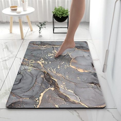 Rutschfester Badteppich 40 X 60 Cm, Diatomit-badematte, Super Saugfähig Und Schnelltrocknend, Badteppich Für Badezimmer, Wohnzimmer, Waschbar (grau-lila)
