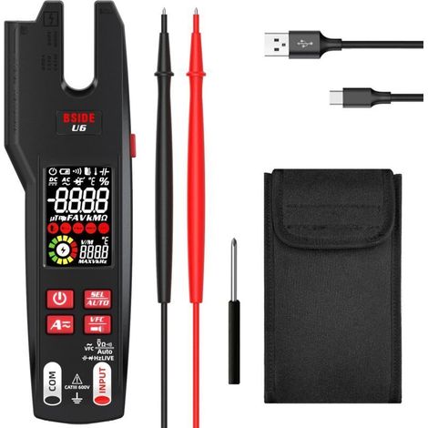 Bside Ac/dc 600a Stromzangen-multimeter, Automatisches Trms-multimeter Mit Ir-thermometer Und Vfd, 9999 Counts, Gleichzeitige Messung Von Spannung Und Strom, Elektrischer Tester Mit Offenem Stromkreis