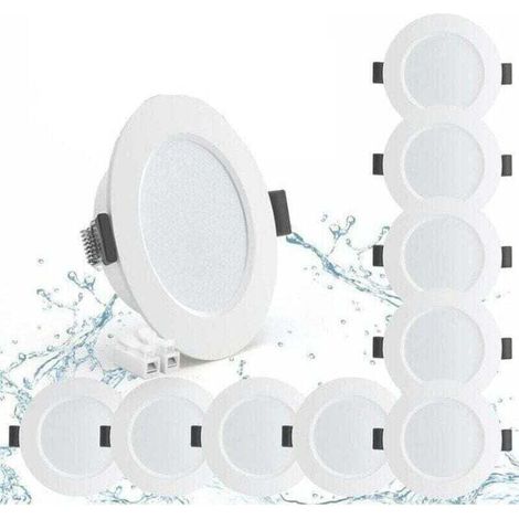 10er-pack Einbau-led-spots 5w Ip44 98mm, Neutralweiß 4000k, Wasserdichte Einbauleuchte 450lm, Extraflache Led-spots 25mm, Deckenspots 230v Für Badezimmer, Wohnzimmer, Küche, Ausschnitt 70-88mm