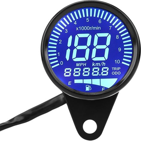 Motorrad-tachometer, 66mm Universeller Digitaler Led-drehzahlmesser Kilometerzähler Geschwindigkeitsmesser Schwarz