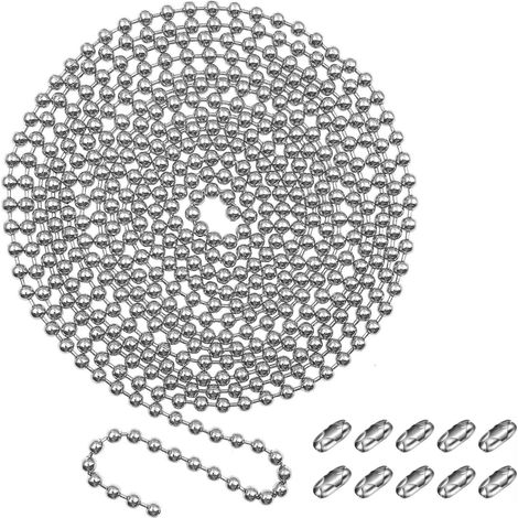 3 M / 9,8 Ft Lange, 4,5 Mm Dicke Verchromte Kugelkette Mit 10 Verbindern, Ersatz Für Die Metall-rollo-kordel In Silber