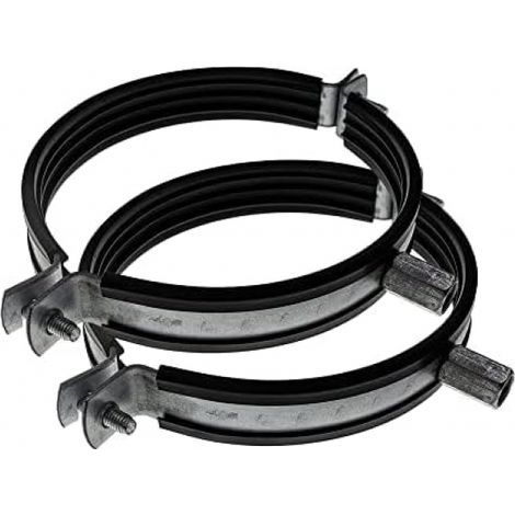 Set Aus 2 Schlauchschellen Für 100 Mm Lüftungsrohre, Mit Geräuschdämpfendem Gummi