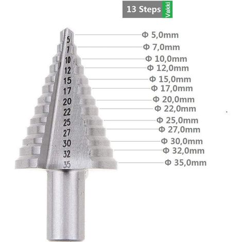 Hss-stufenbohrer, Konischer Doppelnut-fräser (5mm-35mm) Mit Titanbeschichtung, Robust, Ideal Für Schlagbohrschrauber Auf Stahl, Holz, Kunststoff, Messing, Aluminium, Pvc