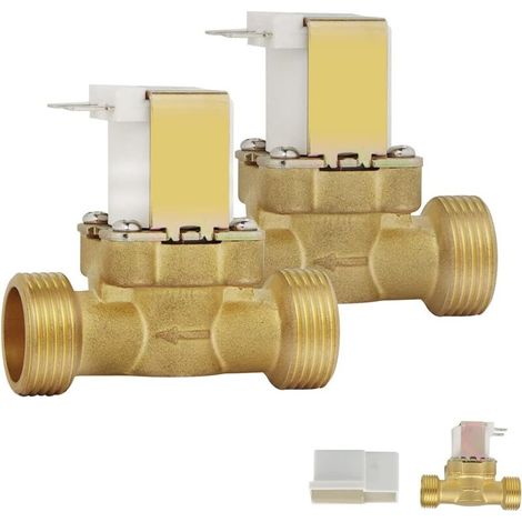 Set Aus 2 Nc-magnetventilen G3/4" 12 V, 2-wege-wassereinlass Aus Messing, Normal Geschlossenes Magnetventil Für Die Wassersteuerung