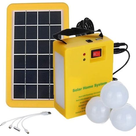 Solarlampen 3 Led-glühbirnen Kit Mit Solargenerator Für Camping Mit Batterie