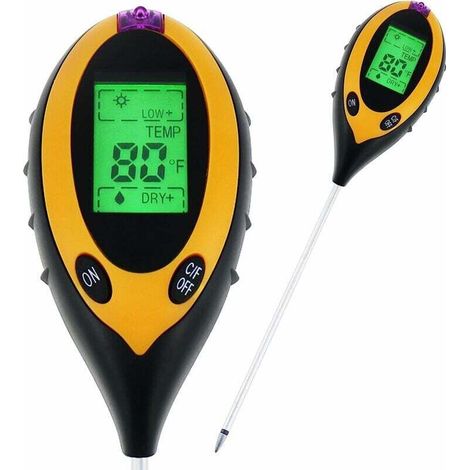4-in-1 Digitaler Innen- Und Außen-bodenmessgerät, Ph-säure-tester, Sonnenlicht, Feuchtigkeit, Temperatur Für Garten, Bauernhof, Rasen, Blumen, Pflanzen