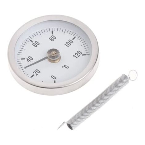 Bimetall-thermometer Mit 63-mm-zifferblatt, Aus Edelstahl, Mit Clip-federrohr, Temperaturmessgerät, 0-120 Grad
