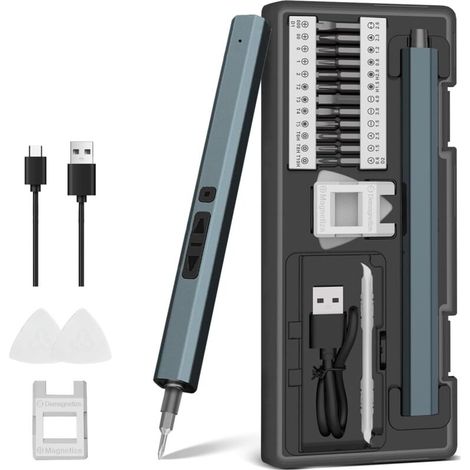 Elektrischer Präzisions-akkuschrauber, 30-in-1 Mini Akku-schraubendreher Mit Led Zur Reparatur Von Smartphones, Pcs, Brillen, Spielzeug Und Uhren