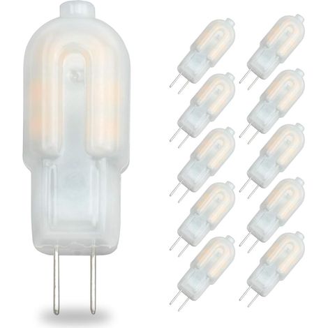 2w G4 Led-glühbirne, Bi-pin-sockel, Milchglasgehäuse, 20w Ersatz Für Halogenlampe, Ac/dc 12v, Energiesparende Lampe (warmweiß 3000k, 10er-pack) [energieeffizienzklasse A+]