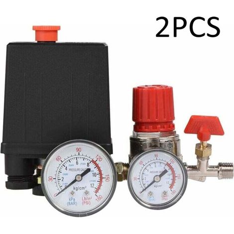 Luftkompressor-druckschalter, Luftkompressor-ventil Mit Manometer Und Regler (2er-pack)