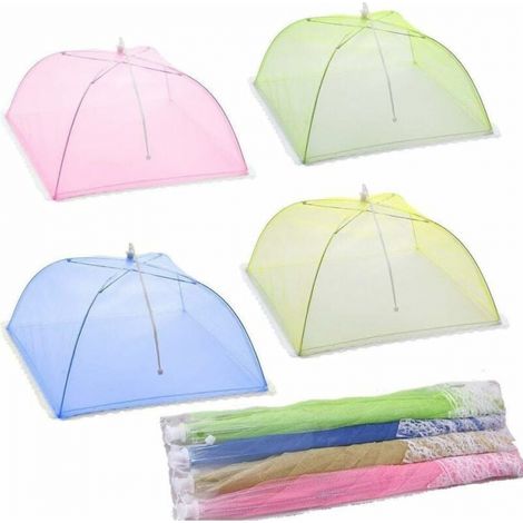 4er Set Lebensmittelglocke/insektenglocke/essenszelt/zusammenklappbarer Lebensmittel-regenschirm Aus Mesh (rosa, Grün, Gelb, Blau)