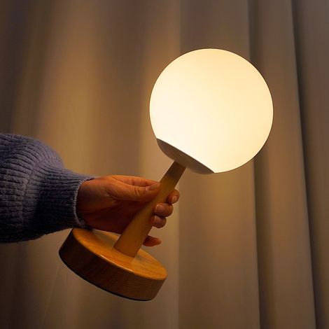 Holz-nachtlicht Im Weltraum-thema, Mit Dimmbarem Glas-lampenschirm, Usb-stromversorgung, Einstellbarer Helligkeit Und Tastensteuerung.