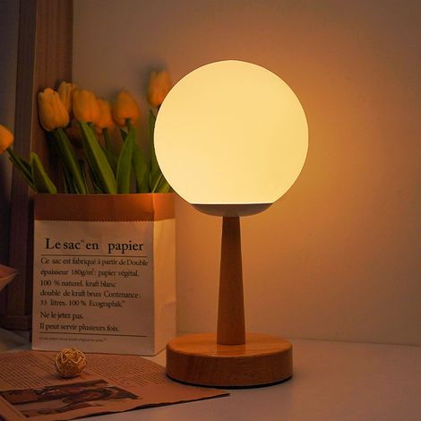 Holz-nachtlicht Im Weltraum-thema Mit Glas-lampenschirm Und Dimmbarer Helligkeit – Usb-betrieben, Einstellbare Helligkeit, Tastensteuerung Für Vielseitige Raumdekoration