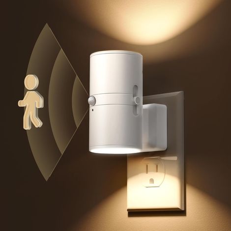 Steckdosen-nachtlicht, Led-nachtlicht Mit Bewegungssensor, Einstellbar 0-100lm, 3000k Warmweißes Baby-nachtlicht, Kinder-nachtlicht Für Flur, Treppe, Schlafzimmer