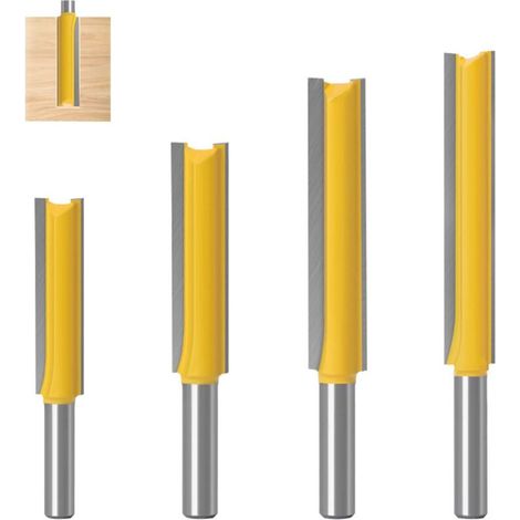 4 Stück 8 Mm Schaftfräser, Gerade Fräser, Extra-lange Holzfräser, Hartmetall-fräserbits Für Die Holzbearbeitung (40mm 50mm 63mm 76mm)