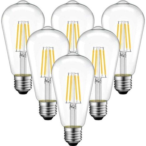 6 Stück Led-glühlampen E27 4w Warmweiß Transparent (3000k)