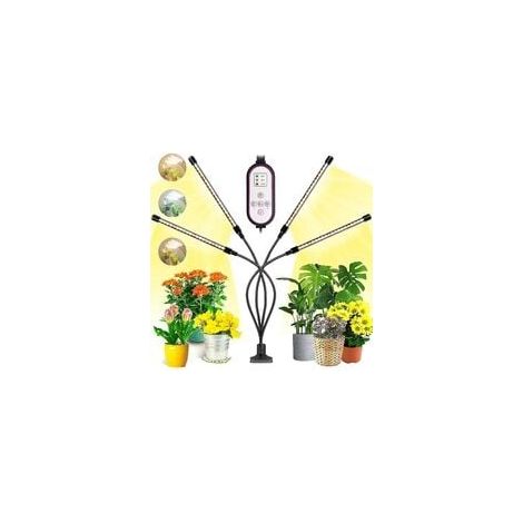 Pflanzenlampe, 2020 Neue 80 Leds 4 Köpfe Wachstumslicht, Automatische Zeitschaltuhr - Ein/aus Led-gartenbaulampe Für Setzlinge, Sukkulenten, Orchideen (660nm/3000k/5000k)