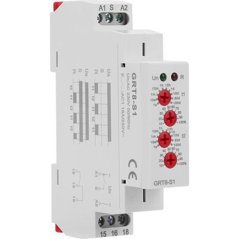 Zeitverzögertes Relais 220 V Grt8-s1 – Multifunktionsrelais 230 V Ac Mit Asymmetrischer Zykluszeit Für Beleuchtung Und Industrielle Steuerung.