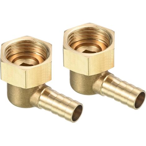 Gewindeanschluss 10mm Schlauchnippel Auf G1/2 Innengewinde, 2 Stück Messing-ellbogen-schlauchverbinder Mit Drehmutter, Schlauchanschluss Für Luft, Wasser, Kraftstoff Und Pneumatik, Gold