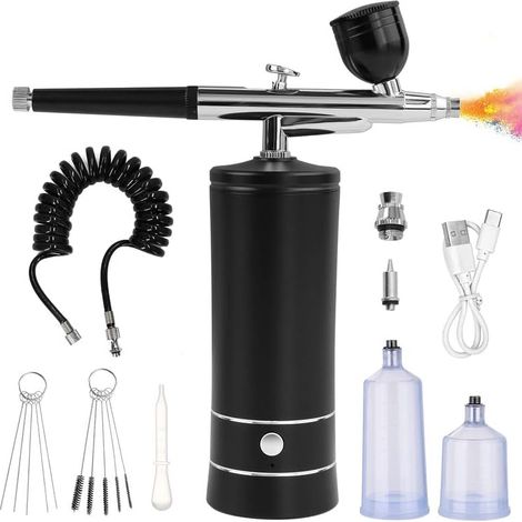 Tragbares Elektrisches Spritzpistolen-set, Geeignet Für Malerei, Tattoo, Nail Art Und Kuchen, Schwarz