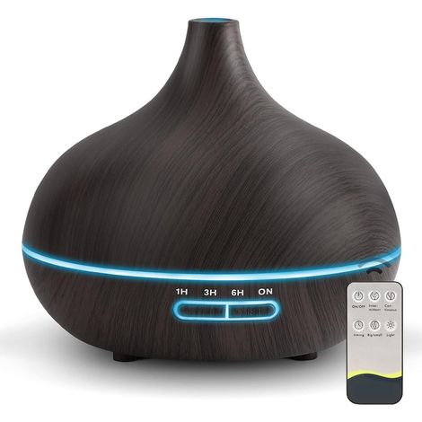 Intelligenter Holz-luftbefeuchter, Ätherisches Öl-diffusor Mit Fernbedienung, 7-farben-licht, 550 Ml