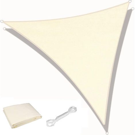 Dreieckiges Sonnensegel, Cremeweiß, 3 M X 3 M X 3 M, Wasserdicht, 98 % Uv-schutz, 180 G/m², Für Terrasse, Garten, Party