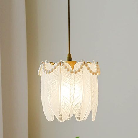 Elegante Moderne Hängeleuchte Aus Glas In Federform, Französische Deckenlampe Im Art-déco-stil, Kleine Kronleuchter Für Schlafzimmer Und Restaurant