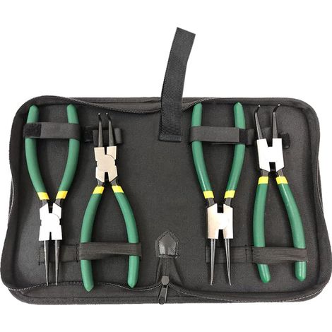 Mini-zangenset, Sicherungsringzangen-set Mit Aufbewahrungstasche, Gerade Und Gebogene Innen- Und Außenzangen, Rutschfester Griff