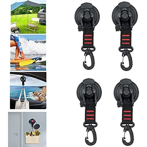 Ventouse Für Camping, 4 Starke Saugnapfhaken Für Das Camping, Zeltbefestigung Mit Saugnäpfen, Für Seitliche Fahrzeugmarkisen, Boote, Camping, Planen, Zelte (runder Ring)
