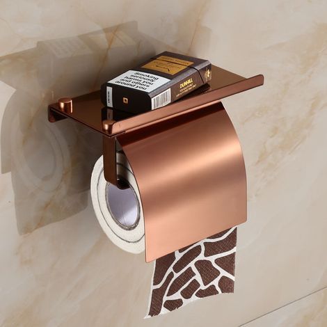 Wand-toilettenpapierhalter Hygiene - Roségold, Edelstahl-toilettenpapierhalter Mit Telefonhalter Für Bad Und Küche