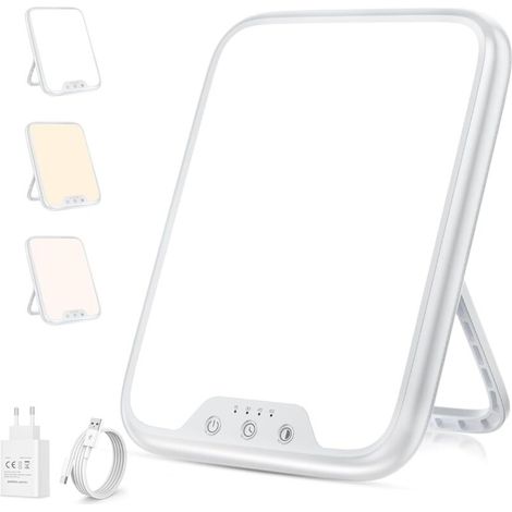 Lichttherapielampe, 10.000 Lux Fototherapielampe Mit Speicherfunktion & 4 Timer-einstellungen, 3 Farbtemperaturen, Stufenlos Dimmbare Tageslichtlampe Für Büro/zuhause
