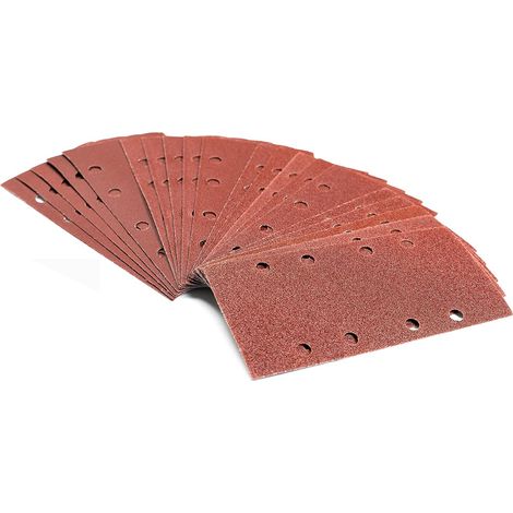 50x Schleifpapier Blätter 93 X 185mm 8 Löcher Vibrations-schleifer (p120)
