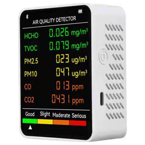 Multifunktionaler 6-in-1-luftqualitätsdetektor, Kohlendioxid- Und Formaldehyd-monitor Mit Großem Lcd-bildschirm