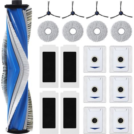 19-teiliges Zubehörset Für Ecovacs Deebot T30s Pro/t30s, 1 X Gummi-hauptbürste, 4 X Hepa-filter, 6 X Staubbeutel, 4 X Wischtücher, 4 X Seitenbürsten