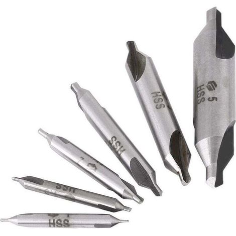 6-teiliges Satz Hss-zentrierbohrer 60° Ø 1/1,5/2/2,5/3/5 Mm Für Metall