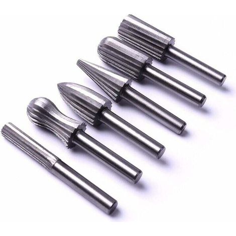 6-teiliges Set 6mm 1/4" Rotationsfeilen Aus Stahl Für Metall, Kunststoff, Holz, Stein Zum Schleifen Und Entgraten