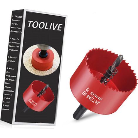 Bimetall-lochsäge, Holzlochsäge Ø60mm, Lochsäge Mit Hexagonalem Adapter Und Zentrierbohrer, Zum Bohren Von Kunststoff, Pvc, Holz, Faserplatten, Weichmetall-toolive