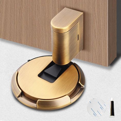 Magnetischer Türstopper Aus Gelber Bronze-zinklegierung, Stabiler Magnetischer Türstopper Mit Kleber Und Schrauben, 1 Stück