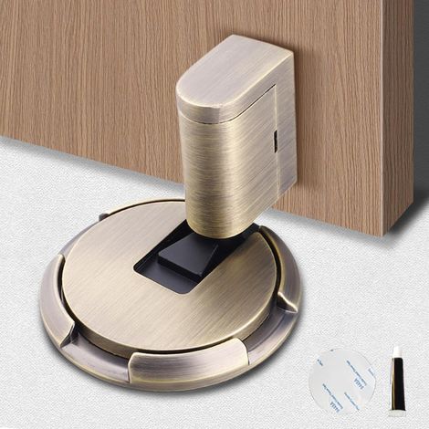 Magnetischer Türstopper Aus Zinklegierung In Nickelfarbe, Robuster Magnetischer Türstopper Mit Kleber Und Schrauben, 1 Stück