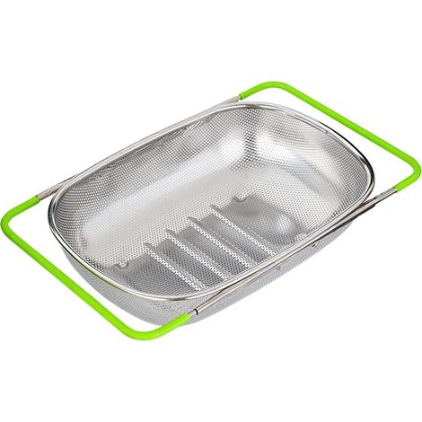 Erweiterbares Sieb Zum Auflegen Auf Das Spülbecken (38-54 Cm), Aus Edelstahl Mit Feinem Maschennetz Für Die Küche, Zum Abtropfen Von Nudeln, Waschen Von Gemüse, Reis, Obst Und Zum Verstauen Von Geschi