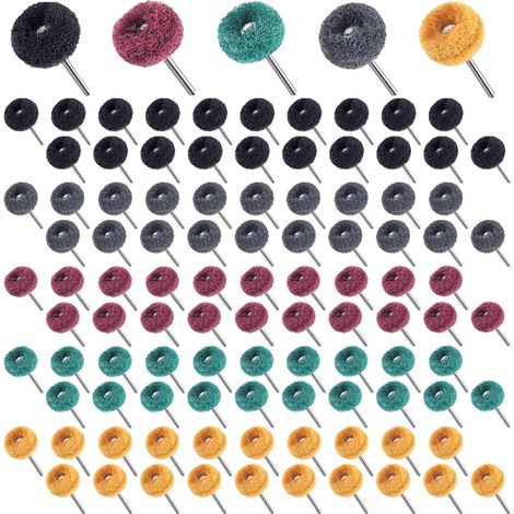 Set Aus 100 Schleifscheiben, 2,5 Cm, Mit 3-mm-schaft Für Elektrische Drehwerkzeuge, Je 20 Stück Mini-polierbürsten In Den Körnungen 80, 150, 240, 400, 600 Zum Entfernen Von Rost