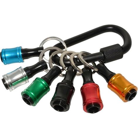 6-teiliges Set Schraubendreher-bithalter Mit 1/4-zoll-hexagonalschaft, Tragbare Verlängerungsstange Mit Schlüsselanhänger Und Schnellem Bohrerwechsel, Schwarz Mit Karabiner