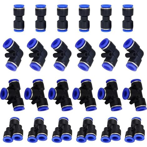 24 Stück Pneumatikstecker, Pneumatikverschraubung 1/2 Zoll, Schnellkupplungen Für Druckluft, 4 Formen Zur Abdichtung Von Druckluftschlauchverbindungen – Typ Y/t/geradewinkel/winkel